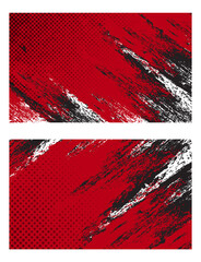 Dots halftone red, black and white color pattern gradient grunge texture background. Dots pop art comics sport style vector illustration.