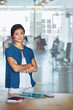 Portrait, business and Asian woman arms crossed, leader and planning in modern office, sales growth and schedule. Ceo, female employee and entrepreneur with leadership, management and corporate deal