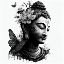 Beautiful Sketch Of Buddha Generative AI