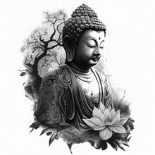 Sketch Of Gautam Buddha Generative AI