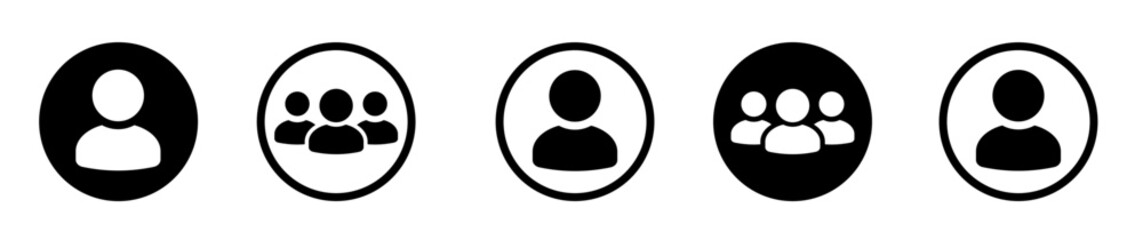 User icon set. Person profile avatar. Add user profile icon. Male person profile avatar in black colors. Vector illustration.