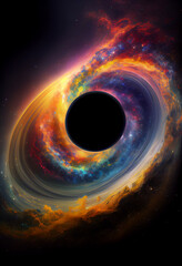 Aufkleber - Beautiful abstract rainbow swirl  and multi coloured space background in the darkness.	