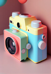 Poster - Beautiful abstract Camera. Generative AI technology 