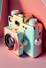 Poster - Beautiful abstract Camera. Generative AI technology 