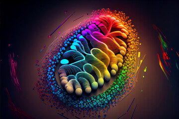 Poster - beautiful abstract multi colored fingerprint and DNA molecule on background texture for design.