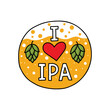 © chernous - i love ipa doodle sticker, vector color line illustration