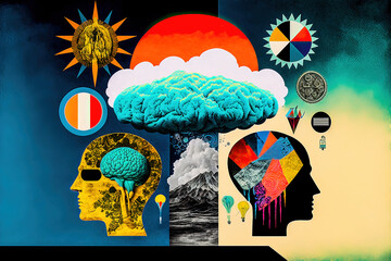 Wall Mural - Business Graph Geschäftsgrafik Brainstorming Collage Abstrakte Welt Energie Geld Generative AI, Digital Art Background Cover Illustration