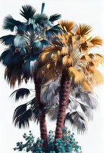 Beautiful Abstract Three Palm Tree On A Color Background