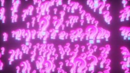 Poster - Neon questions marks. Computer generated 3d render