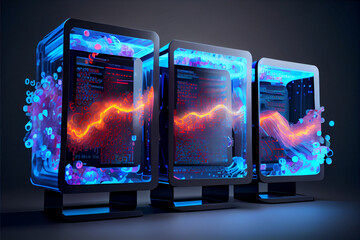 Poster - Software developer code. Abstract computer script code. Software developer code programming screen. Programming Software running time. The code text is written and created entirely by ourselves