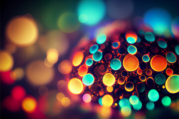 Poster - Beautiful colored bokeh on a dark abstract background