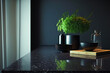 © Beqiri - küche  modern  tisch  intergrund  zuhause  zähler  interieur  verwischen weiß sinken essen hell zimmer oberteile kochen leer hochglanz holz haus licht display stil Generative AI Generativ KI