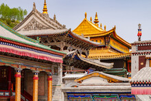 Masterfully Decorated Roofs And Paintings At Kumbum Dschamba Ling Monastery, Xining, China