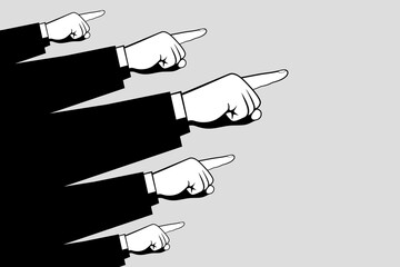 Hands of businessmen or officials with pointing gestures