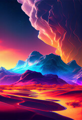 Poster - Beautiful abstract landscape Spirit concept, contemporary color and mood social background.