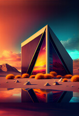 Poster - Beautiful abstract landscape building concept, contemporary colors and mood social background.