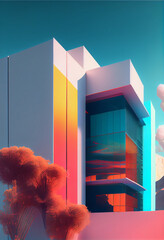 Poster - Beautiful abstract landscape building concept, contemporary colors and mood social background.