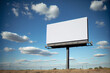 Large White Billboard Sign on Road in Middle of Nowhere. Generative ai