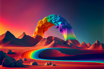 Poster - Beautiful abstract landscape rainbow concept, contemporary colors and mood social background