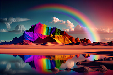 Aufkleber - Beautiful abstract landscape rainbow concept, contemporary colors and mood social background