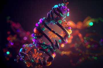 Poster - Beautiful abstract spirit dna molecule concept, contemporary colors and mood social background