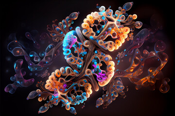 Poster - Beautiful abstract spirit dna molecule concept, contemporary colors and mood social background