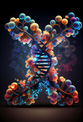 Fototapete - Beautiful abstract spirit dna molecule concept, contemporary colors and mood social background