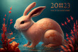 Chinese new year 2023 year of the rabbit.  Bunny rabbit with water. Illustration. Year of the Water Rabbit. Generative ai