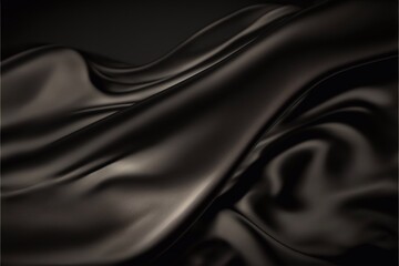 Black luxury silk background, Crumpled black satin texture background or elegant wallpaper design, background, Generative AI