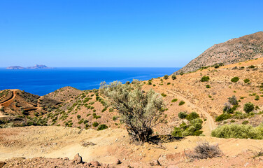 Landscape of the beautiful coastline in Crete 