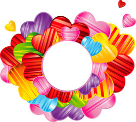 Poster - Valentine's day background with striped pattern hearts , design illustration.