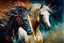 Horses, Pop Art, Canvas Print, Wall Art