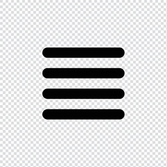 Hamburger Menu filled icon in transparent background, basic app and web UI bold line icon, EPS10