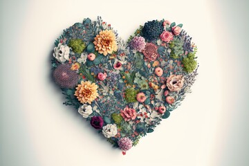 Heart made of flowers Valentine's day wallpaper digital art Ai generated