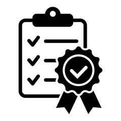 Wall Mural - Checklist with certificate icon. Premium quality symbol. Achievement badge. Tasks done icon. Signed approved document. Project completed. Quality mark. Achievement badge vector.