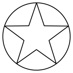 Wall Mural - Monochrome vector graphic of a black pentagon contained exactly within a black circle on a white background. It is reminiscent of a sheriff's badge