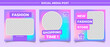 fashion membership social media post template with holographic background