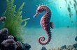 Seahorse in underwater environment and seaweed generative AI