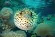 Puffer fish in coral reef generative AI