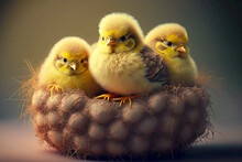 Charming Fluffy Chicks Just Hatched From Egg