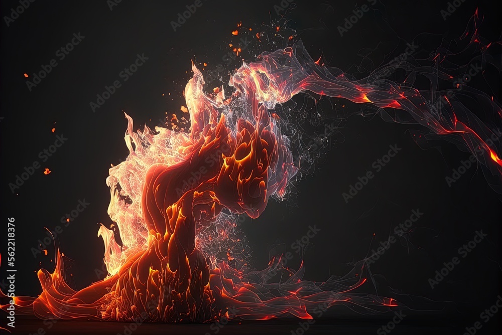 Flaming fire visual effect Generative AI Stock Illustration | Adobe Stock
