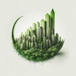 © InputUX - Green energy bar chart environmental sustainability concept city with lush greenery, generative ai
