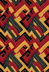 Wall Mural - embroidered abstract design fabric seamless pattern. repeating fashion textile backdrop. generative 