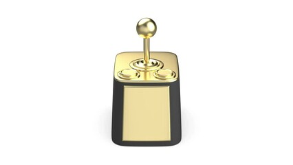 Wall Mural - Front view of gold computer joystick trophy on white background