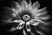  A Black And White Photo Of A Flower With A Black Background And A White Center Flower With A Black Center Flower Is Shown In The Center Of The Photo, And The Center Flower Is. Generative Ai
