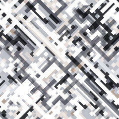 monochrome pixels. Seamless pattern