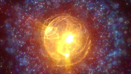 Wall Mural - abstract futuristic glowing with yellow light round sphere space star from magic high-tech energy on