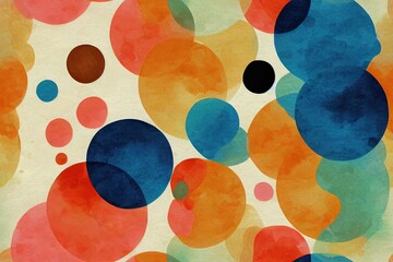 Wall Mural - An abstract seamless pattern depicting a natural autumn landscape. Circular abstract art as a backdrop. Generative AI