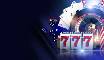 Wall Mural - 3D Online Casino Gaming Concept Illustration
