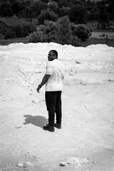 Poster - Summer looking person outside. Young handsome black man outdoor.